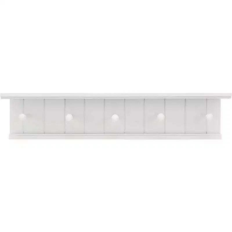 Kiera Grace 24"x4" Kian Wall Floating Shelf with 5 Pegs White: Integrated Display, MDF, Metal Hardware