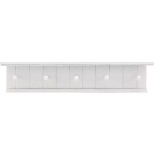 Kiera Grace 24"x4" Kian Wall Floating Shelf with 5 Pegs White: Integrated Display, MDF, Metal Hardware