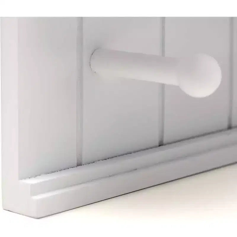 Mensole da Parete Fluttuanti Kian 61x10 cm con 5 Ganci Bianche: Espositore Integrato, MDF, Accessori in Metallo