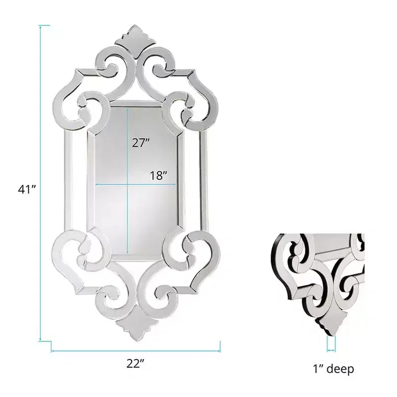 Specchio da parete senza cornice a figura intera Howard Elliott 54"x14" Allan Andrews Collezione Whitby: stile moderno, materiale vetro, montaggio a parete