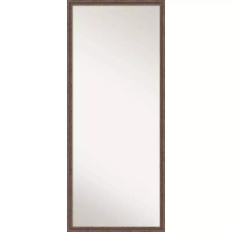 Amanti Art 27"x63" Non-Beveled Full Length Floor Leaner Mirror: Rustic Brown, Wood Frame, Wall Mount Option