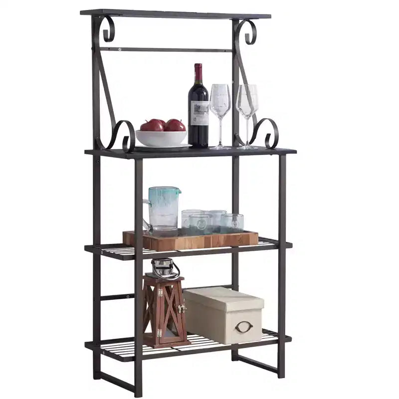 Covington Scaffale da cucina in metallo, porta-microonde, peltro