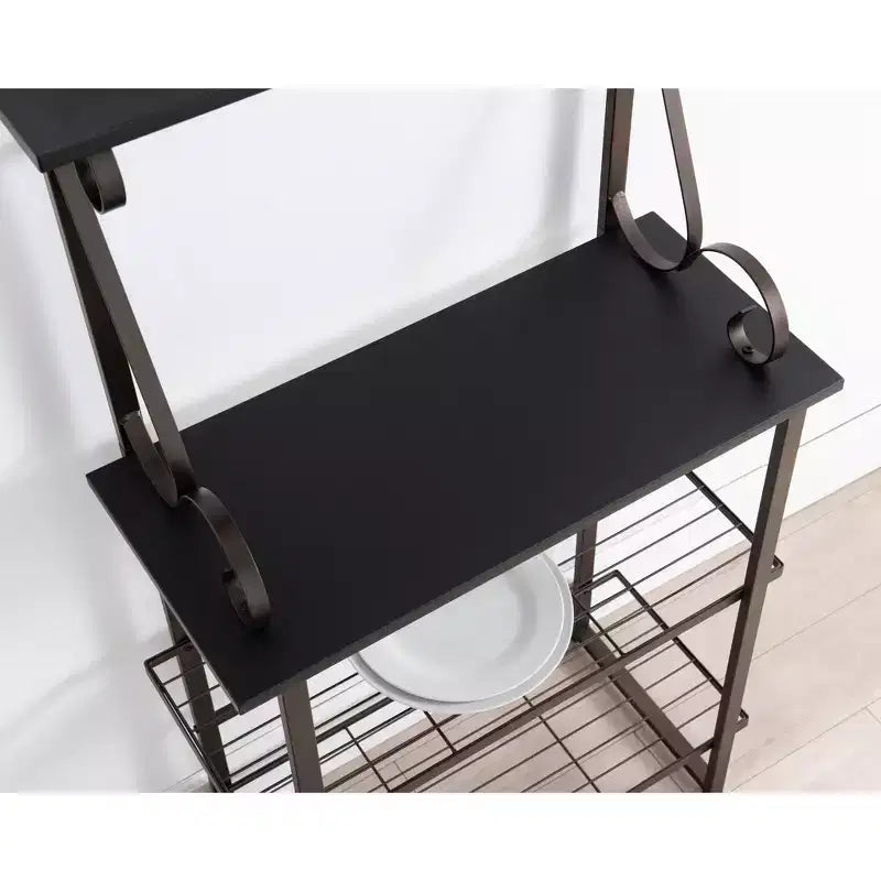 Covington Scaffale da cucina in metallo, porta-microonde, peltro