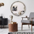30.75 Wood Wall Mirror, Farmhouse Decorative e Round Mirror for Wall Decor in Living Room