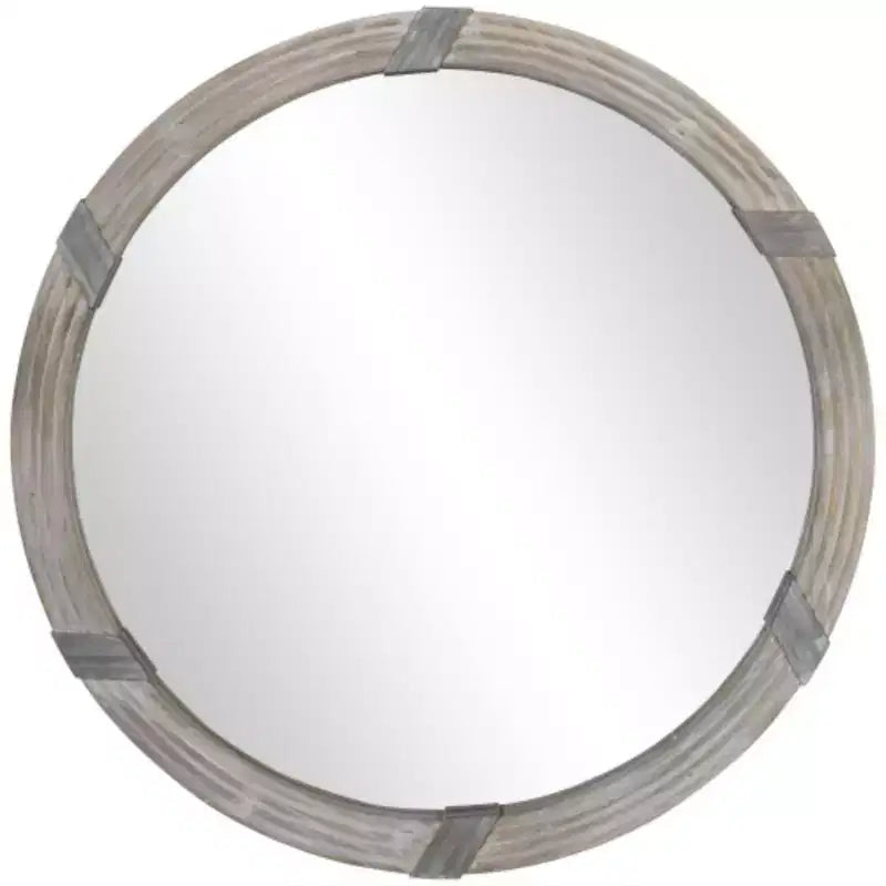 Specchio da parete in legno da 30,75 pollici, specchio rotondo decorativo stile rustico per soggiorno