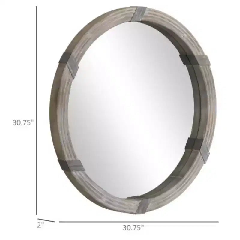 Specchio da parete in legno da 30,75 pollici, specchio rotondo decorativo stile rustico per soggiorno