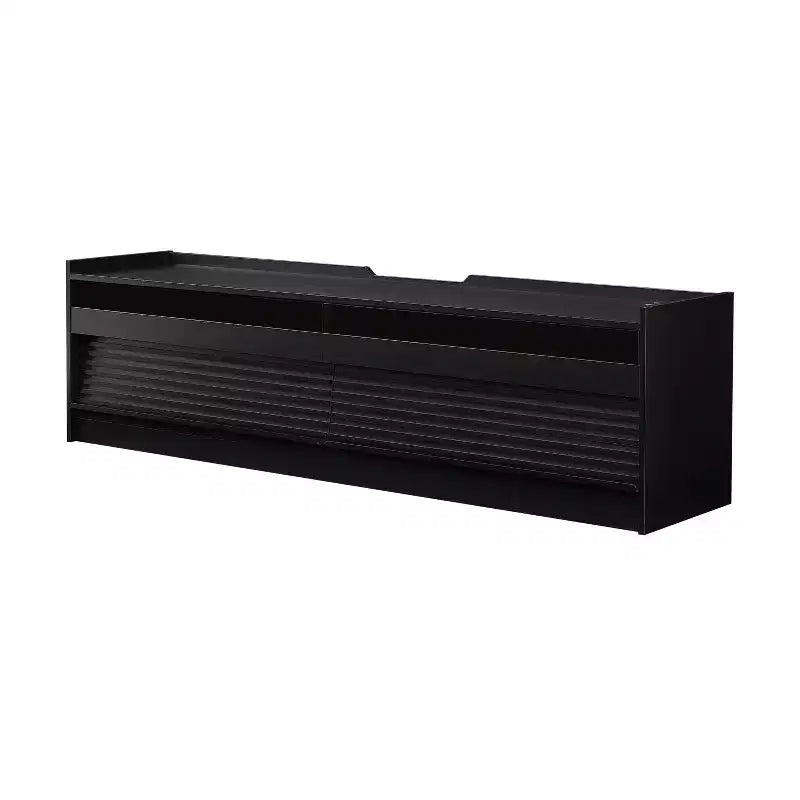 Mobile TV moderno, console TV, mobile multimediale con 4 cassetti, porte di ricarica e illuminazione LED ambientale, naturale/noce/nero