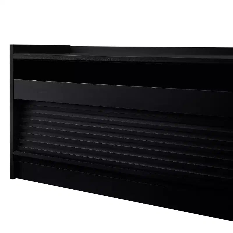 Mobile TV moderno, console TV, mobile multimediale con 4 cassetti, porte di ricarica e illuminazione LED ambientale, naturale/noce/nero