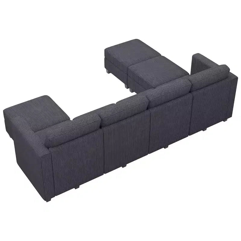 Divano Sezionale Modulare con Pouf Contenitore Divano Sezionale a U in Velluto a Coste con Chaise Longue Divano Sezionale Moderno Convertibile