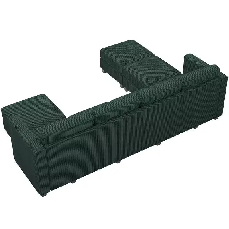Divano Sezionale Modulare con Pouf Contenitore Divano Sezionale a U in Velluto a Coste con Chaise Longue Divano Sezionale Moderno Convertibile