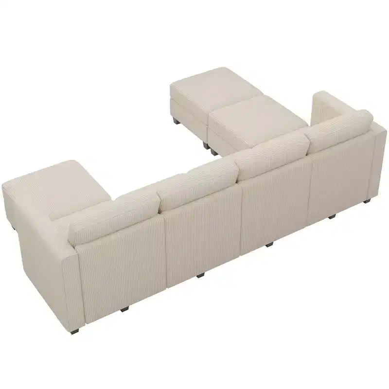 Divano Sezionale Modulare con Pouf Contenitore Divano Sezionale a U in Velluto a Coste con Chaise Longue Divano Sezionale Moderno Convertibile