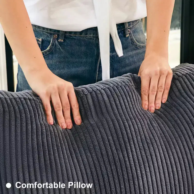 Divano Sezionale Modulare con Pouf Contenitore Divano Sezionale a U in Velluto a Coste con Chaise Longue Divano Sezionale Moderno Convertibile