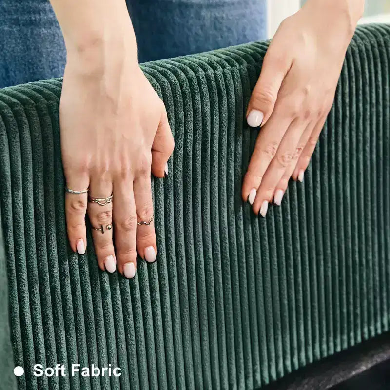Divano Letto Sezionale Modulare con Pouf Contenitore, Divano Sezionale di Lusso in Velluto a Coste con Chaise Lunga, Divano Sezionale Moderno Convertibile per Soggiorno