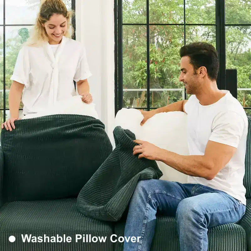 Divano Letto Sezionale Modulare con Pouf Contenitore, Divano Sezionale di Lusso in Velluto a Coste con Chaise Lunga, Divano Sezionale Moderno Convertibile per Soggiorno