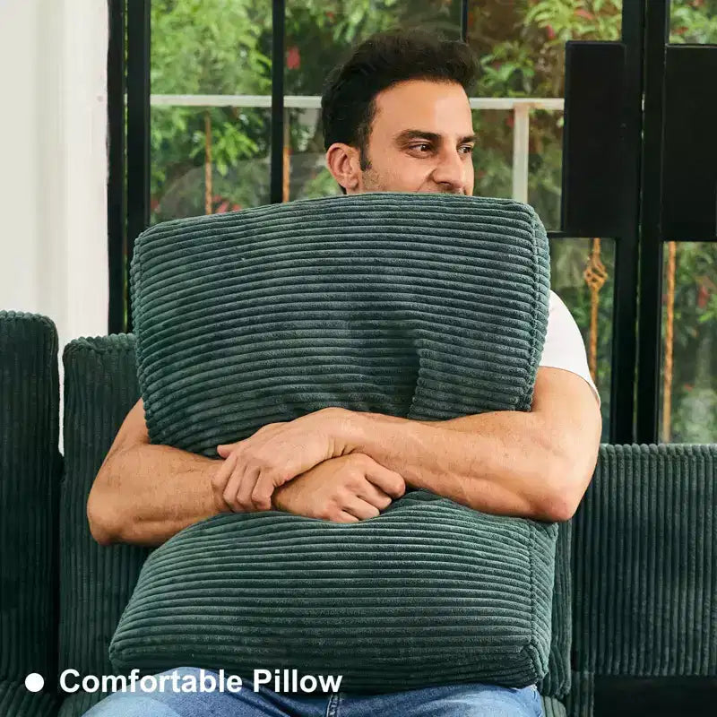 Divano Letto Sezionale Modulare con Pouf Contenitore, Divano Sezionale di Lusso in Velluto a Coste con Chaise Lunga, Divano Sezionale Moderno Convertibile per Soggiorno