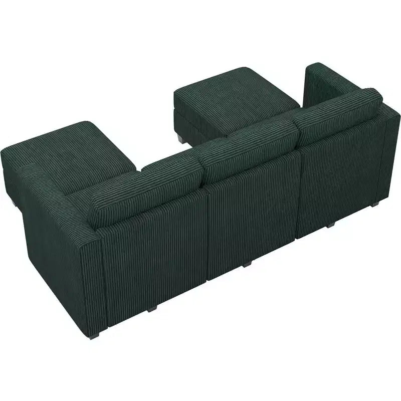 Divano Letto Sezionale Modulare con Pouf Contenitore, Divano Sezionale di Lusso in Velluto a Coste con Chaise Lunga, Divano Sezionale Moderno Convertibile per Soggiorno