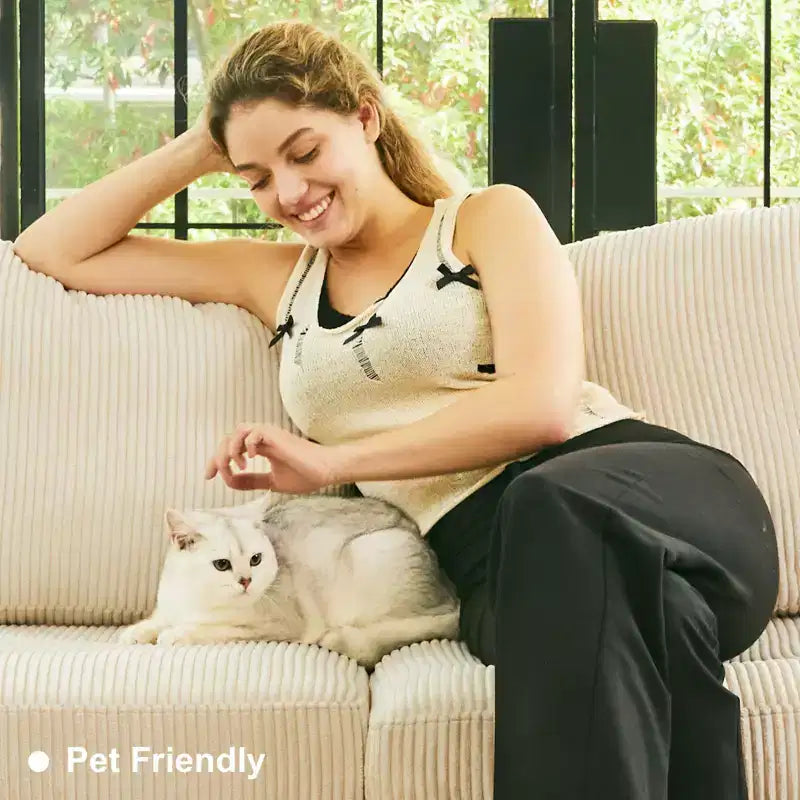 Divano Letto Sezionale Modulare con Pouf Contenitore, Divano Sezionale di Lusso in Velluto a Coste con Chaise Lunga, Divano Sezionale Moderno Convertibile per Soggiorno
