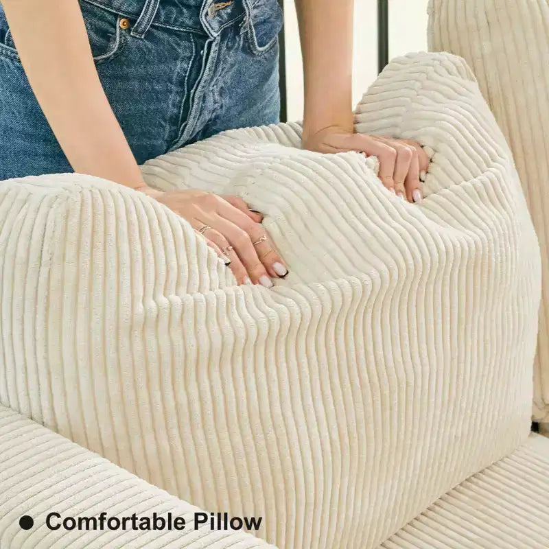 Divano Letto Sezionale Modulare con Pouf Contenitore, Divano Sezionale di Lusso in Velluto a Coste con Chaise Lunga, Divano Sezionale Moderno Convertibile per Soggiorno