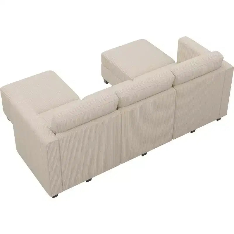 Divano Letto Sezionale Modulare con Pouf Contenitore, Divano Sezionale di Lusso in Velluto a Coste con Chaise Lunga, Divano Sezionale Moderno Convertibile per Soggiorno