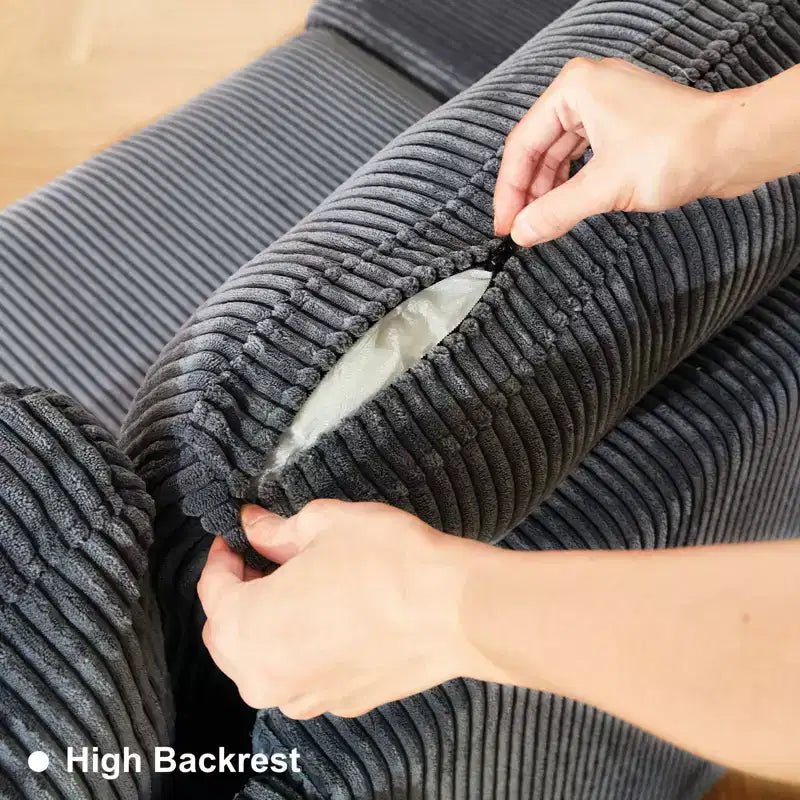Divano Letto Sezionale Modulare con Pouf Contenitore, Divano Sezionale di Lusso in Velluto a Coste con Chaise Lunga, Divano Sezionale Moderno Convertibile per Soggiorno