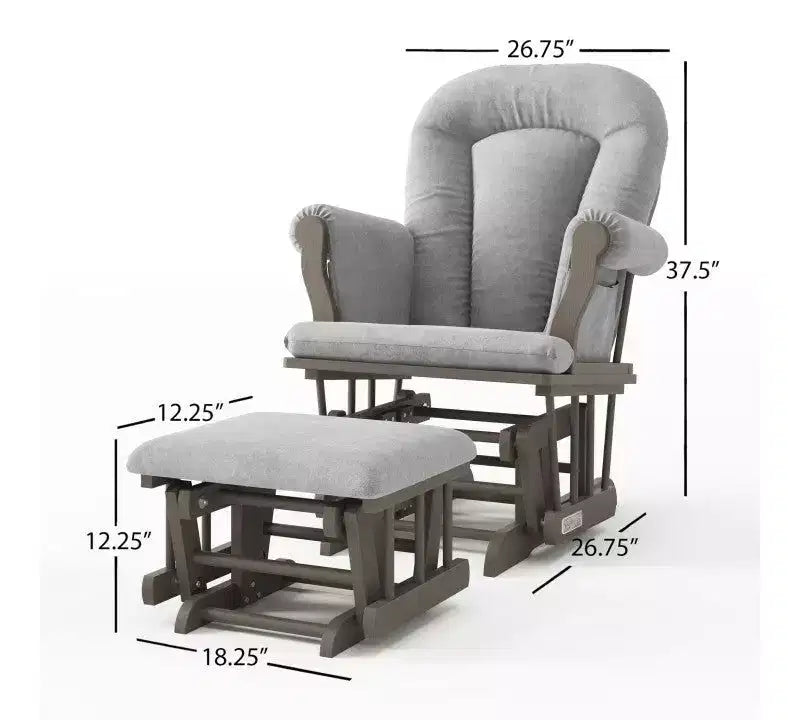 Comoda Sedia a Dondolo con Poggiapiedi, Cuscini Imbottiti con Comode Tasche Portaoggetti, Base e Struttura in Legno Massiccio