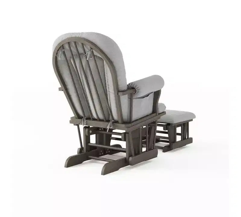 Comoda Sedia a Dondolo con Poggiapiedi, Cuscini Imbottiti con Comode Tasche Portaoggetti, Base e Struttura in Legno Massiccio