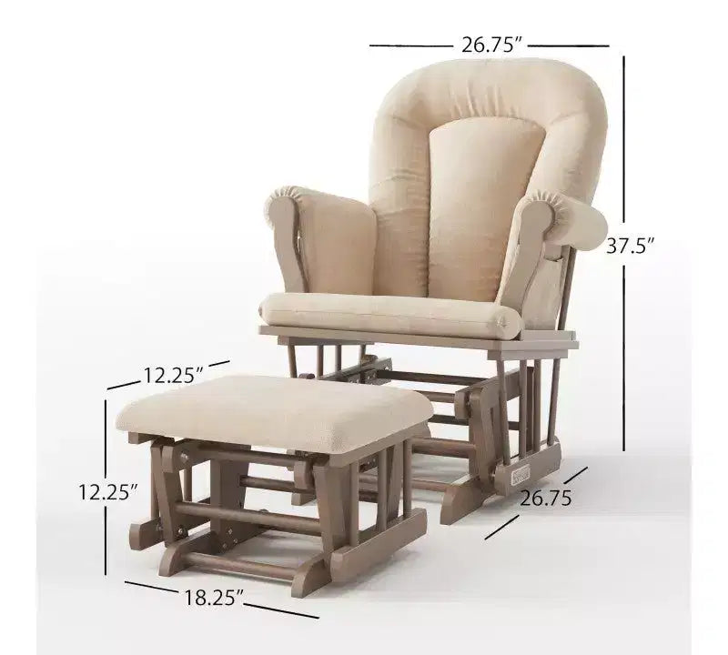 Comoda Sedia a Dondolo con Poggiapiedi, Cuscini Imbottiti con Comode Tasche Portaoggetti, Base e Struttura in Legno Massiccio