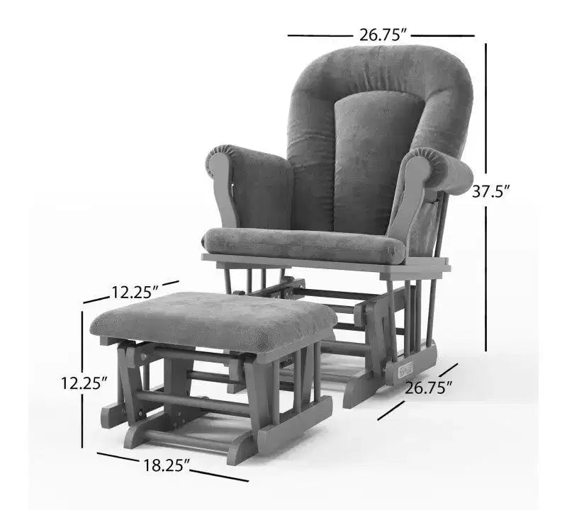 Comoda Sedia a Dondolo con Poggiapiedi, Cuscini Imbottiti con Comode Tasche Portaoggetti, Base e Struttura in Legno Massiccio