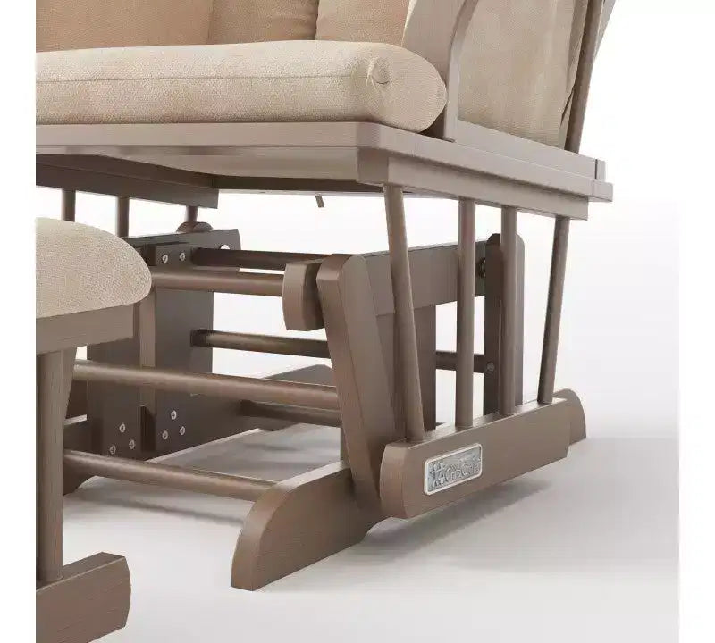 Comoda Sedia a Dondolo con Poggiapiedi, Cuscini Imbottiti con Comode Tasche Portaoggetti, Base e Struttura in Legno Massiccio