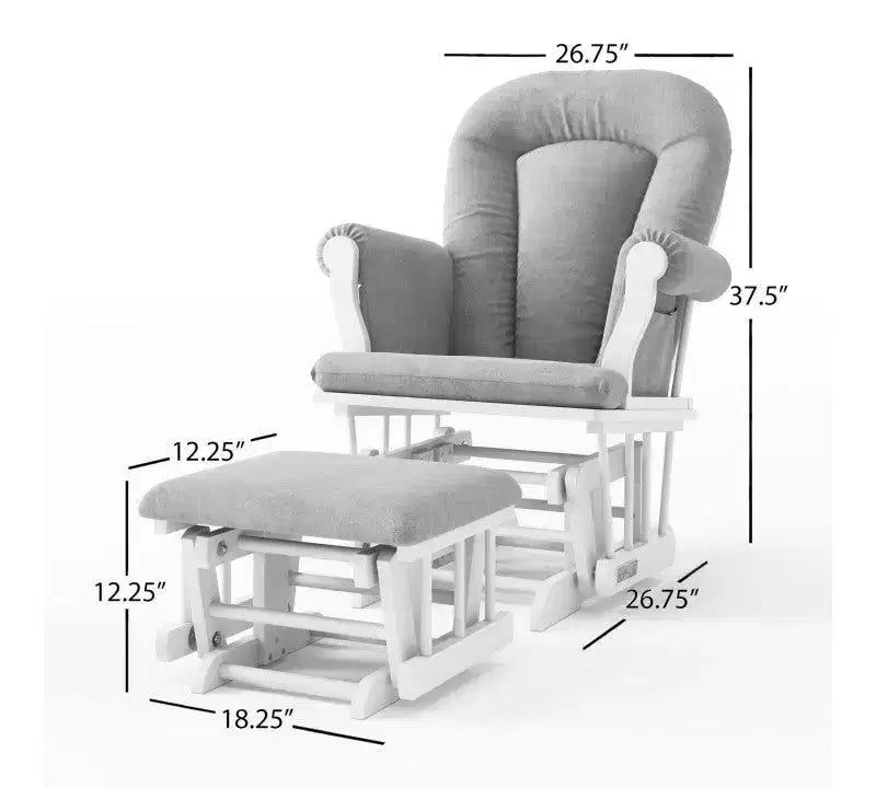 Comoda Sedia a Dondolo con Poggiapiedi, Cuscini Imbottiti con Comode Tasche Portaoggetti, Base e Struttura in Legno Massiccio