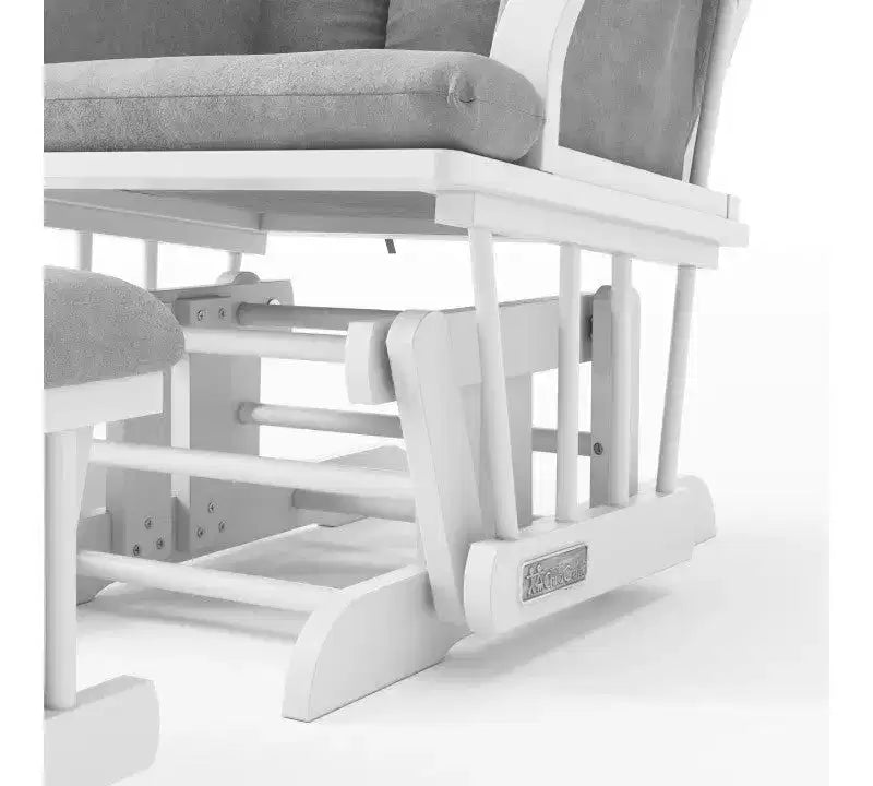 Comoda Sedia a Dondolo con Poggiapiedi, Cuscini Imbottiti con Comode Tasche Portaoggetti, Base e Struttura in Legno Massiccio