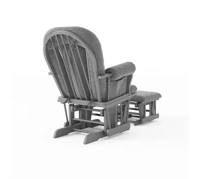 Comoda Sedia a Dondolo con Poggiapiedi, Cuscini Imbottiti con Comode Tasche Portaoggetti, Base e Struttura in Legno Massiccio
