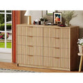 Fluted Dresser for Bedroom, 8 Drawer Dresser, Large Capacity & Anti-Tip, Modern Chest of Drawers with Metal Handles, Wooden Dressers Closet Storage
