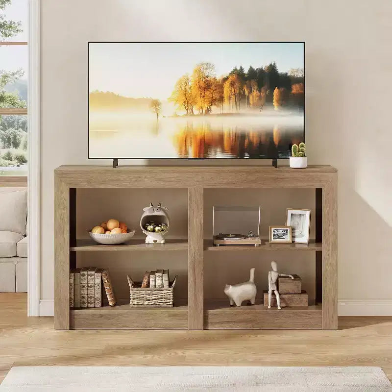 Tavolo Consolle da Ingresso da 150 cm con Ripiano a 2 Livelli, Design Rettangolare, Tavolino per Ingresso, Soggiorno, Corridoio, Colore Quercia