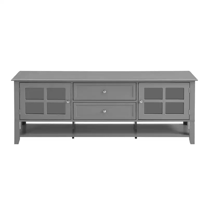 Mobile TV moderno da 59" per TV da 60", consolle multimediale in MDF grigio con vani portaoggetti multifunzionali e ante magnetiche silenziose