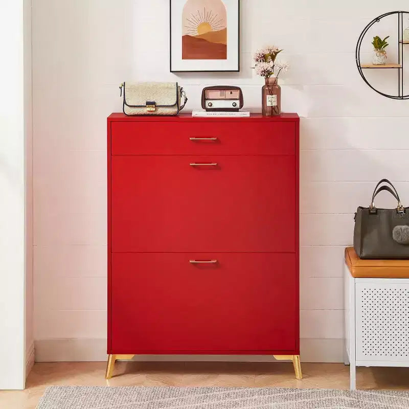 Scarpiera Autoportante Nascosta con 2 Cassetti a Ribalta, Scarpiera Multicolore, Organizzatore di Scarpe Versatile per Ingresso, Porta o Corridoio