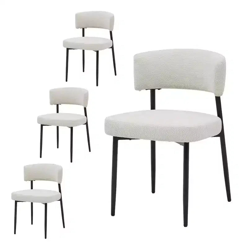 Okak Dining Room Chairs Set of 4 with Sturdy Metal Frame, Modern Dining Chairs with Curved Backrest, Armless Chairs for Dining Room