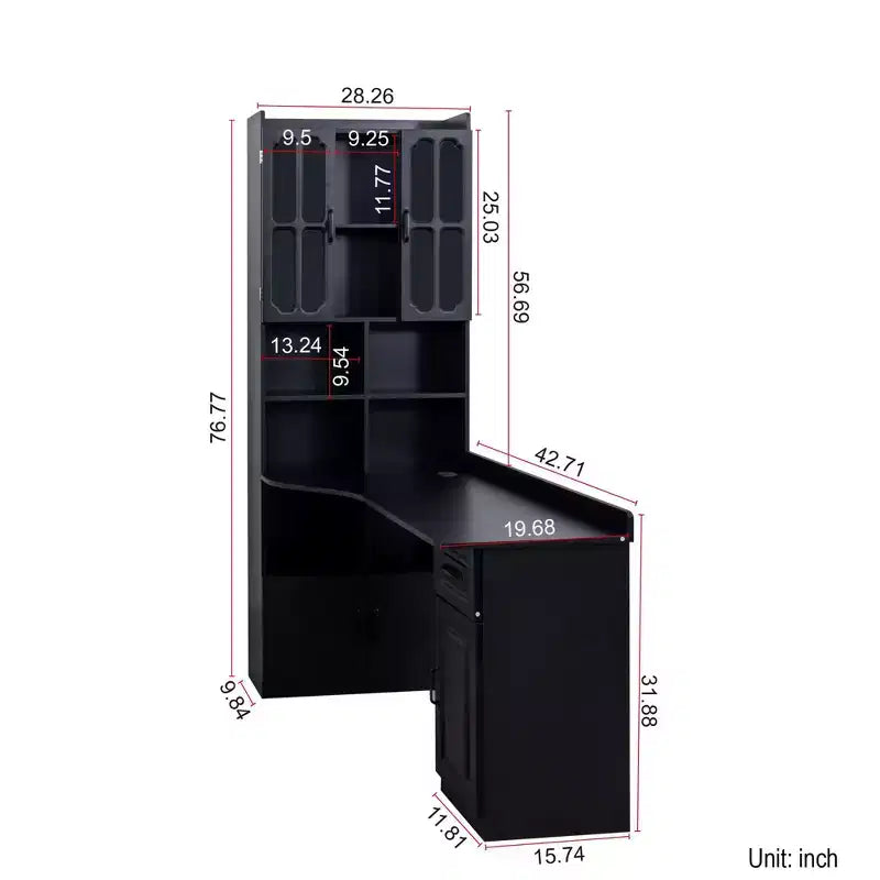 Scrivania angolare a L, scrivania per computer con libreria e ripiani, scrivania da studio 2 in 1 con cassetti, armadietti, scrivania moderna per ufficio, studio