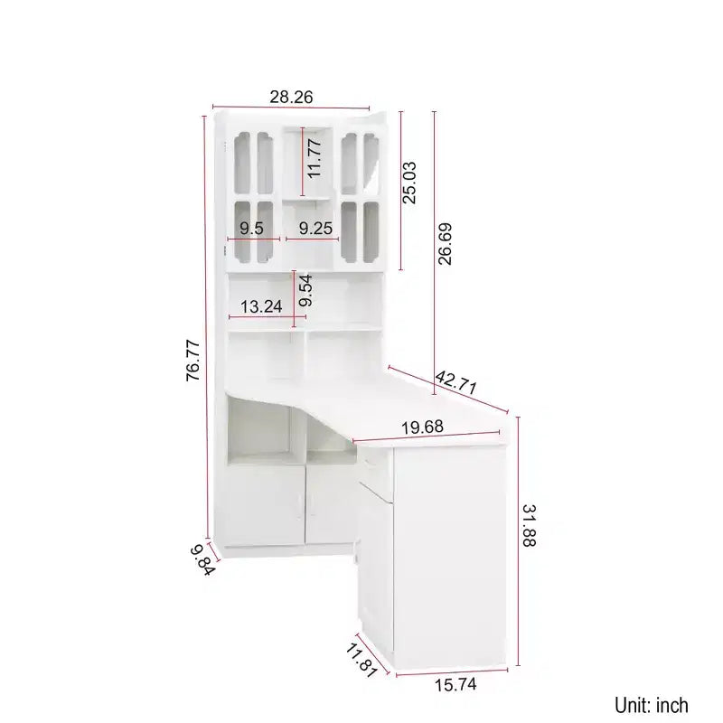 Scrivania angolare a L, scrivania per computer con libreria e ripiani, scrivania da studio 2 in 1 con cassetti, armadietti, scrivania moderna per ufficio, studio