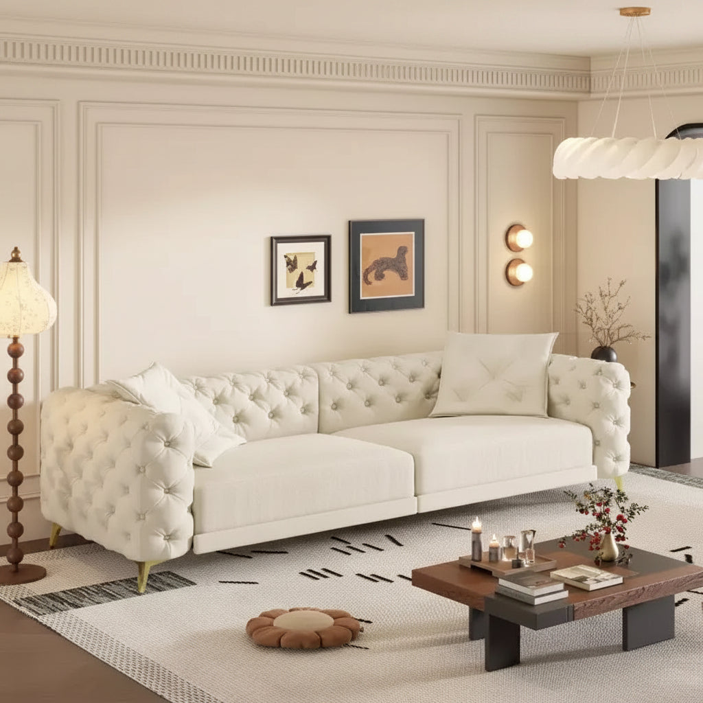 Moderno divano letto matrimoniale convertibile con pouf mobile, divano letto estraibile in velluto con seduta profonda per soggiorno o camera degli ospiti