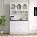 Farmhouse Kitchen Pantry Cabinet, 71 Tall Freestanding Hutch with Open Shelves and Countertop for Kitchen or Dining Room