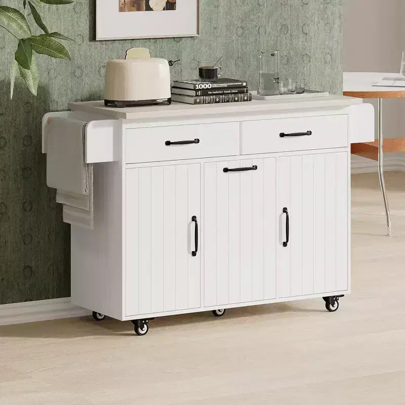 Carrello da cucina sumyeg con vano per pattumiera, anta a ribalta, portaspezie, portasciugamani e cassetto, carrello su ruote con ripiano regolabile per cucina
