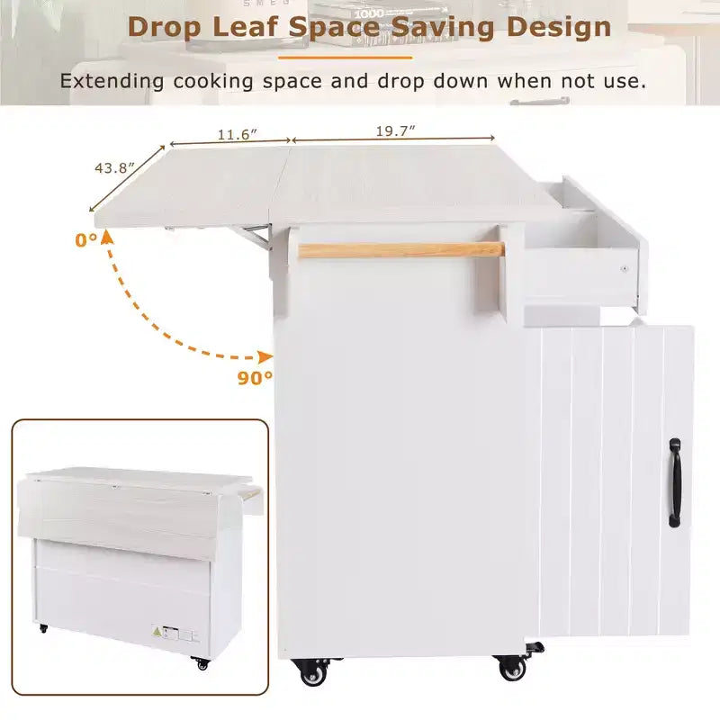 Carrello da cucina sumyeg con vano per pattumiera, anta a ribalta, portaspezie, portasciugamani e cassetto, carrello su ruote con ripiano regolabile per cucina