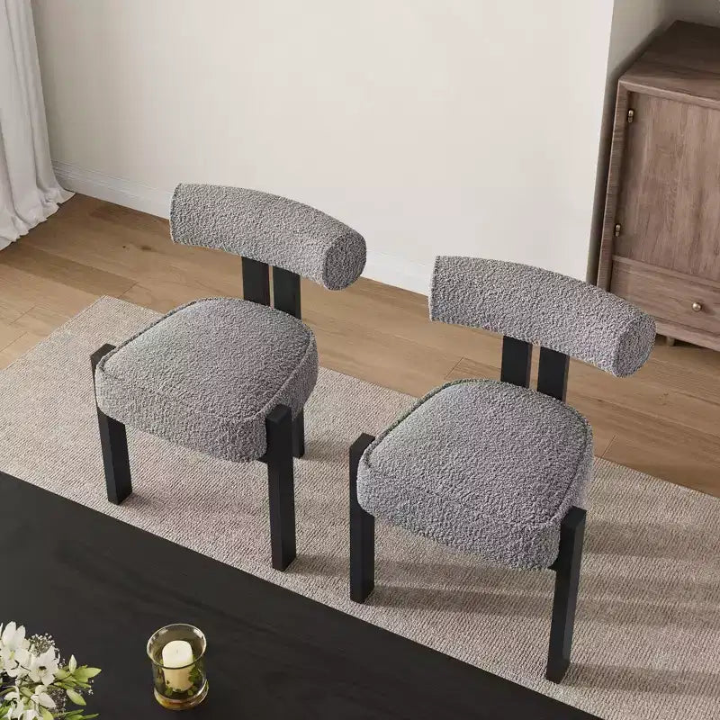 Upholstered Dining Chairs ,Modern Boucle Dining Room Chairs with Ergonomic Curved Back, Comfortable Kitchen Chairs with Rubber Wood Legs