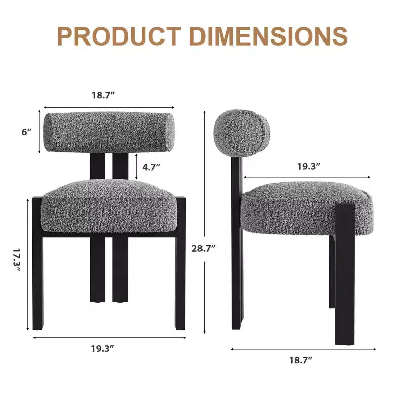 Sedie da pranzo imbottite, sedie da pranzo moderne in boucle con schienale ergonomico curvo, comode sedie da cucina con gambe in legno di caucciù