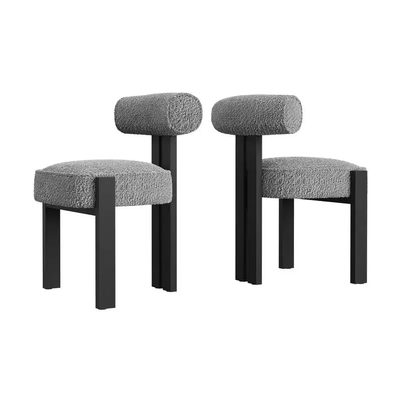 Sedie da pranzo imbottite, sedie da pranzo moderne in boucle con schienale ergonomico curvo, comode sedie da cucina con gambe in legno di caucciù