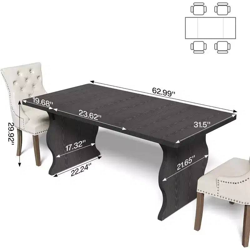 Tavolo da pranzo moderno per 4-6 persone, tavolo da cucina rettangolare nero da 160 cm, mobili in legno per cucina e sala da pranzo