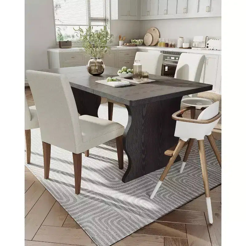Tavolo da pranzo moderno per 4-6 persone, tavolo da cucina rettangolare nero da 160 cm, mobili in legno per cucina e sala da pranzo