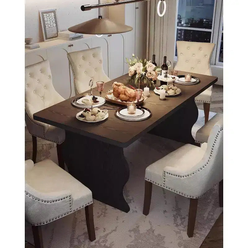 Tavolo da pranzo moderno per 4-6 persone, tavolo da cucina rettangolare nero da 160 cm, mobili in legno per cucina e sala da pranzo