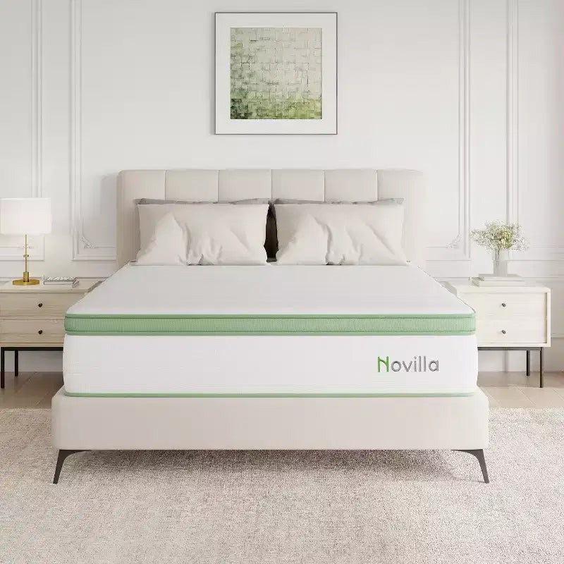 Novilla 12 inch Medium Firm Hybrid Memory Foam/Coil Blend Mattress in a Box, Motion isolation